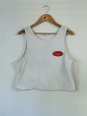 VTG Jacks Surfboards White Cropped Tank Top Size M LA Beach Festival